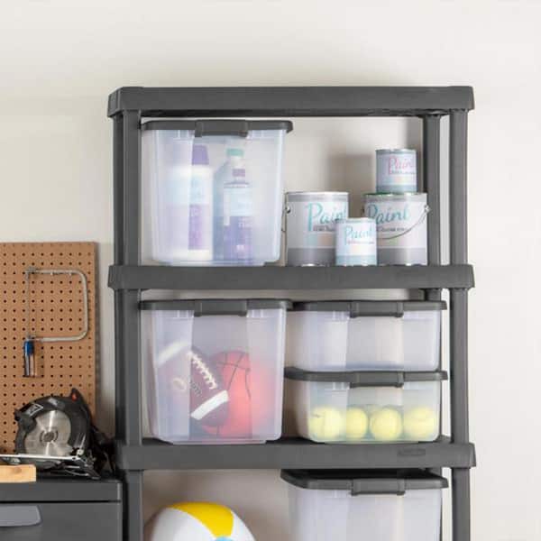 Sterilite Plastic 2 Shelf Cabinet Flat Gray 