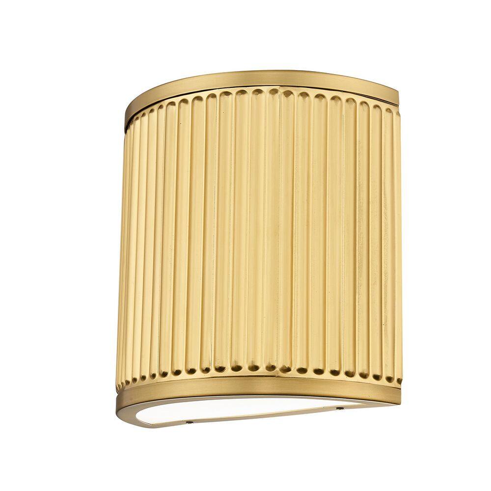 Stari 8 in. Modern Gold Integrated LED 1 Light Wall Sconce with Frosted Acr