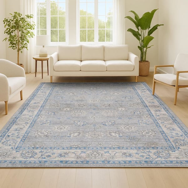 JONATHAN Y Modern Persian Vintage Moroccan Traditional Gray/Blue 3 ft. x 5 ft. Area Rug
