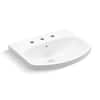 KOHLER Elmbrook 24 in. Pedestal Sink Basin in White with 8 in ...