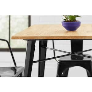 Finwick Black Metal Square Dining Table