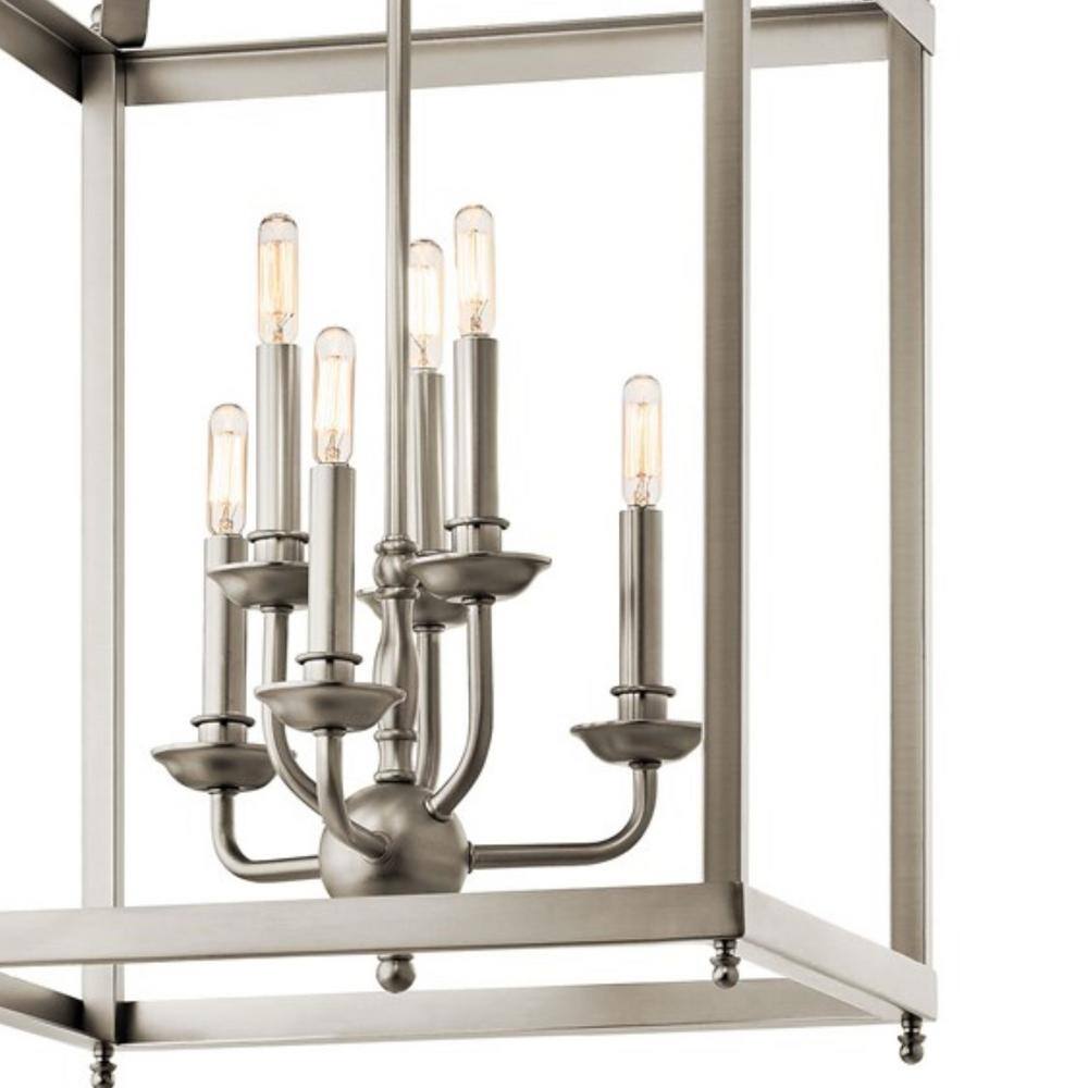 Larkin Distressed Bronze Globe 6-Light 18" Pendant Chandelier