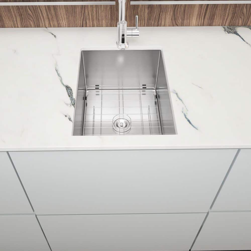 14 in. Undermount Single Bowl 18-Gauge Brushed Nickel Stainless Steel Kitch