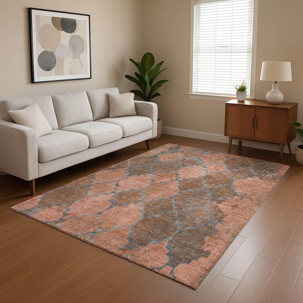 Mayfield Premium Machine Washable Abstract AMF1784 Copper 3 ft. x 5 ft. Area Rug price history on PriceWatchPro