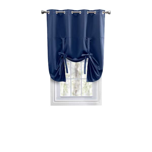 RICARDO Ultimate Blackout Blue Solid 55 in. W x 63 in. L Grommet Blackout Curtain Tie Up Panel