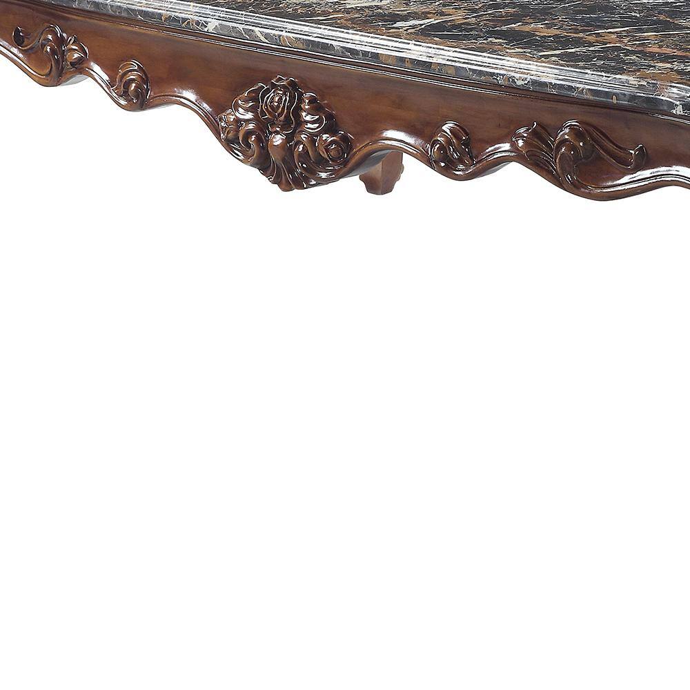 Versailles Rectangular Walnut and Marble Coffee Table with Storage