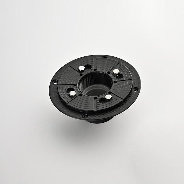 Tileon 2 in. Matte Black ABS Shower Drain Base Flange Height Adjustable without Rubber Coupler