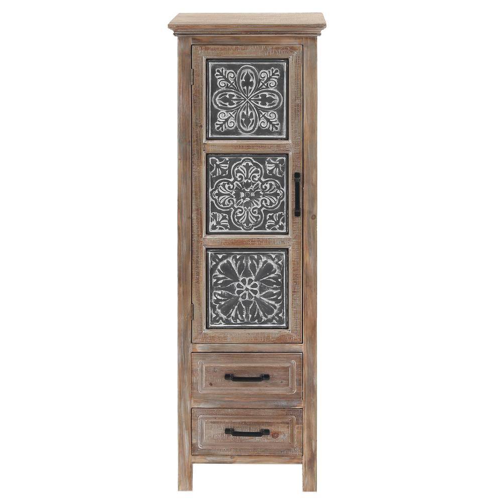 Luxen Home Metal And Wood Tall Tower Cabinet