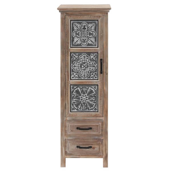 Luxenhome Rustic Wood Fl Tall, Tall Wooden Cabinets With Shelves