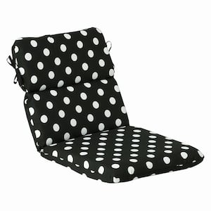 Polka Dot Outdoor/Indoor 21 in. W x 3 in. H Deep Seat, 1-Piece Chair Cushion with Round Corners in Black/White Polka Dot