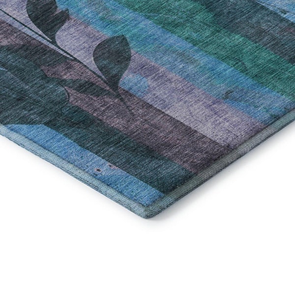 Mayfield Premium Machine Washable Abstract AMF1871 Denim 5 ft. x 7 ft. 6 in. Area Rug