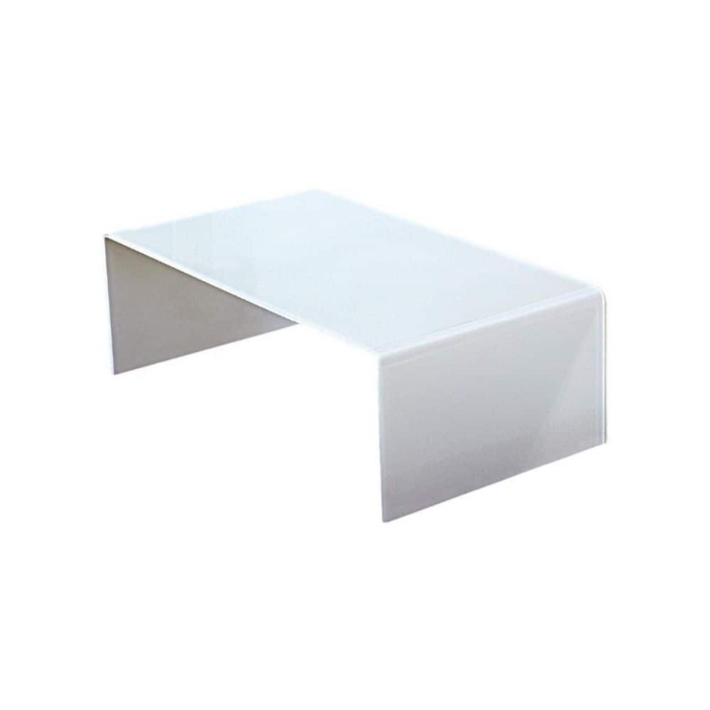 24.00 in. White Rectangle Glass Coffee Table