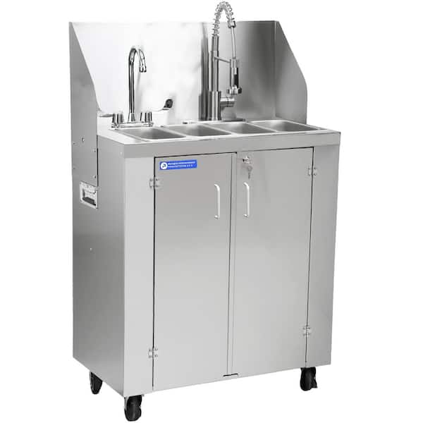 Quad-E-Sink 6 Gal. 18 in. D x 33 in. W x 38 in. H Freestanding Laundry/Utility Sink in Stainless Steel with Faucet