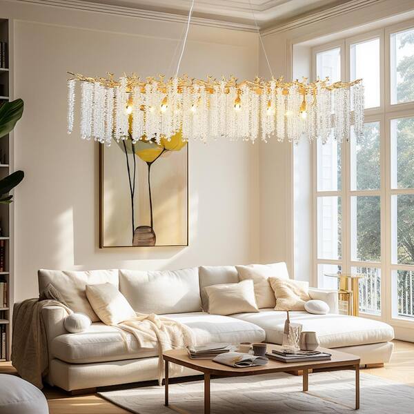 YUYI 14-Light Gold Chandelier, Luxury Flush Mount Chandelier YUYI 14-Light Gold Chandelier, Luxury Flush Mount Chandelier