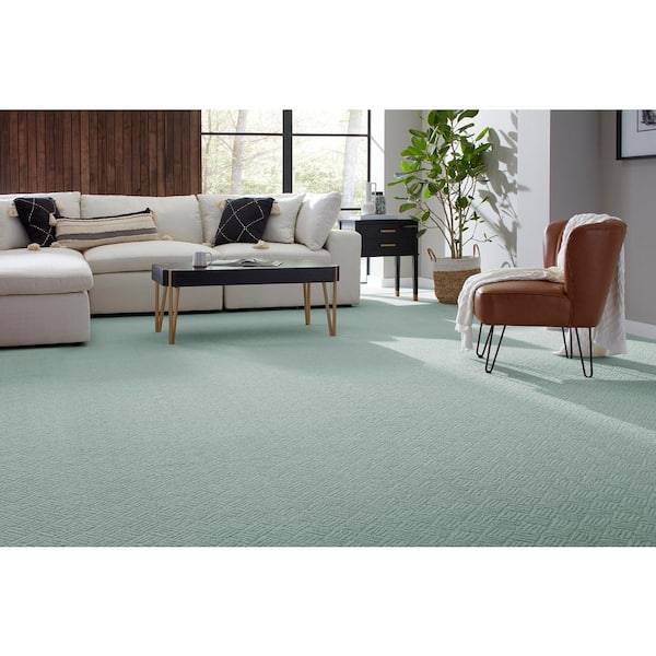 Embers Aloft Mermaid Blue 39 oz. Triexta Pattern Installed Carpet