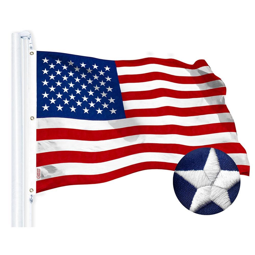 G128 6 ft. x 10 ft. Polyester USA Embroidered Flag 220G BG (1-Pack)