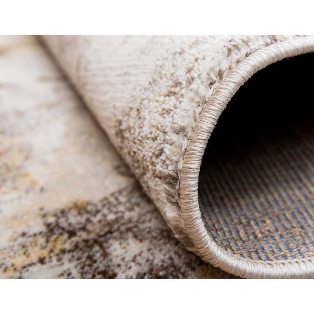 Ivory Beige Braided 9' x 12' Synthetic Easy Care Area Rug