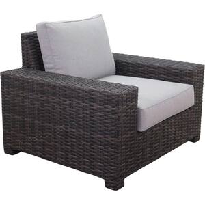 St Lucia Wicker Outdoor Club Chair with Light Gray Cushions