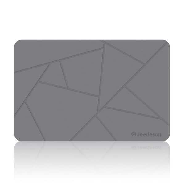 ilemong 15.35 in. x 23.62 in. Stone Bath Mat Diatomaceous Earth Shower Mat Super Absorbent Easy to Clean for Bathroom, Dark Gray