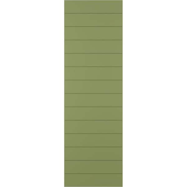 Ekena Millwork 12 in. x 30 in. True Fit PVC Horizontal Slat Modern Style Fixed Mount Board and Batten Shutters Pair in Moss Green