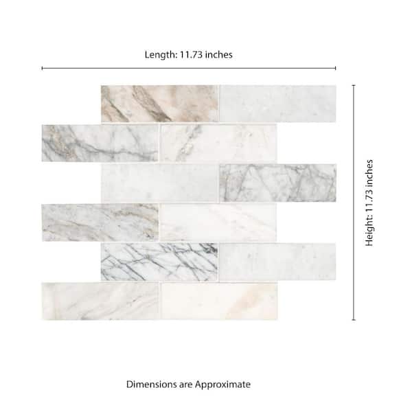 MSI Arabescato Venato 12x12x0.38 in. Honed Marble Subway Mosaic