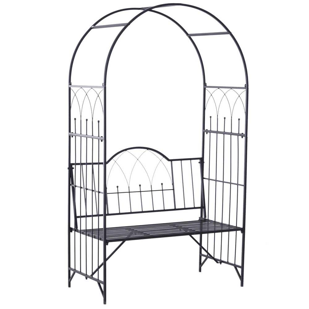 80 in. Metal Trellis Arbor Arch for Climbing Plants with Garden Bench, Grow Grapes and Vines price history on PriceWatchPro