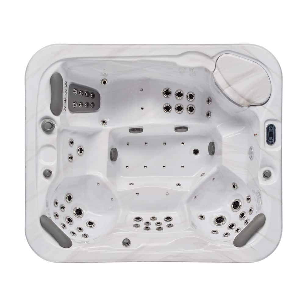 Danika 5-Person Gray Acrylic Rectangle Hot Tub with Jets and LED Lighting