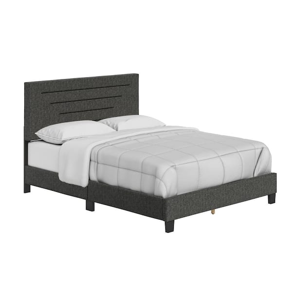 Boyd Sleep Lorna Black Linen Twin Upholstered Platform Bed Frame