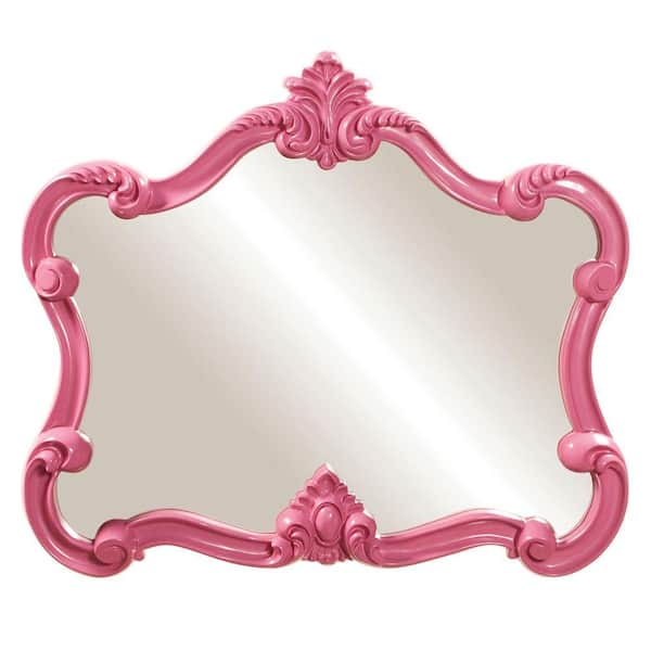 Unbranded 28 in. x 32 in. Glossy Pink Whimsical Framed Mirror
