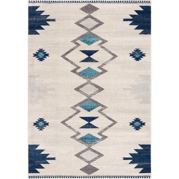 Rug Branch Savannah Modern Cream 5 ft. 3 in. x 7 ft. 7 in. Abstract Area Rug