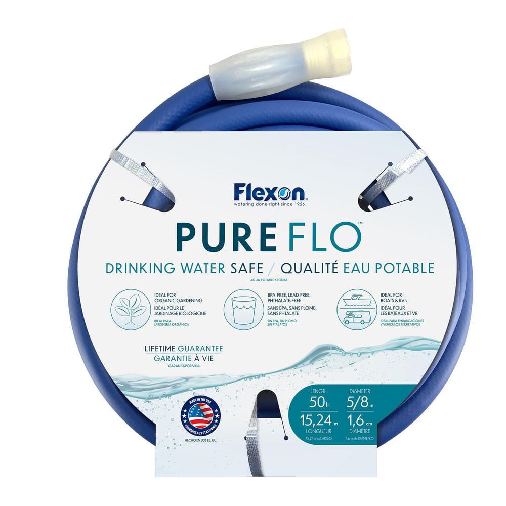 Flexon PureFlo 5/8 x 50ft BPA Free Drinking Water Safe Garden Hose