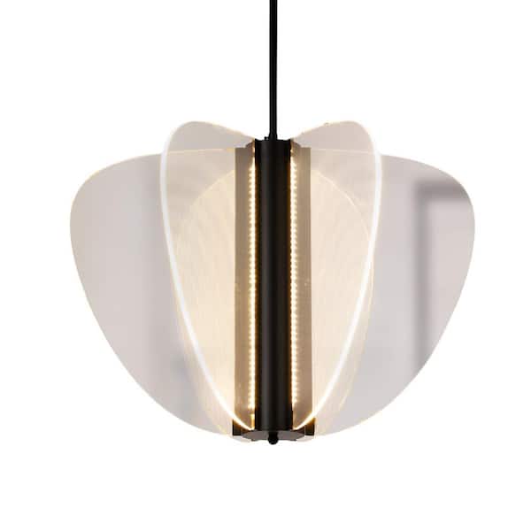 Unbranded Butterfly 45-Watt 6-Light Black Pendant Light Integrated LED with Aryclic Shade
