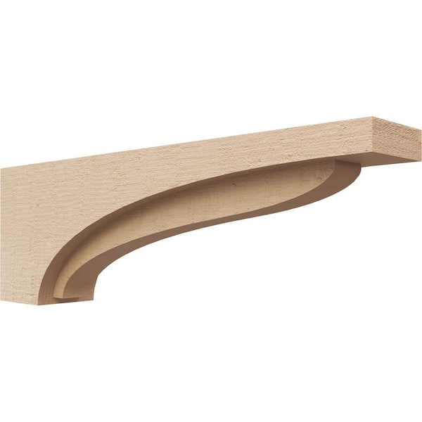 Ekena Millwork 4 in. x 8 in. x 24 in. Thin Helena Rough Cedar Woodgrain TimberThane Corbel, Primed Tan