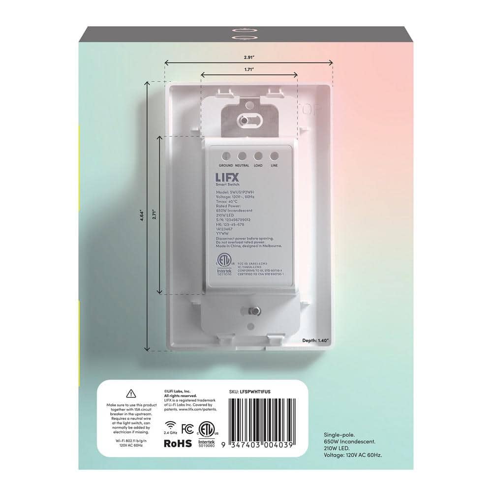 LIFX White Matte 2-Button In-Wall Smart Light Switch