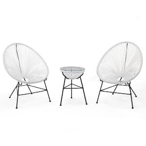 Montara White 3-Piece Wicker Round Outdoor Bistro Set