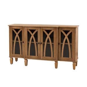 Jocelyn Acron 60 in. Wide Geometric Patterns Glass Door Sideboard with Adjustable Shelves and Square Tapered Wooden Leg