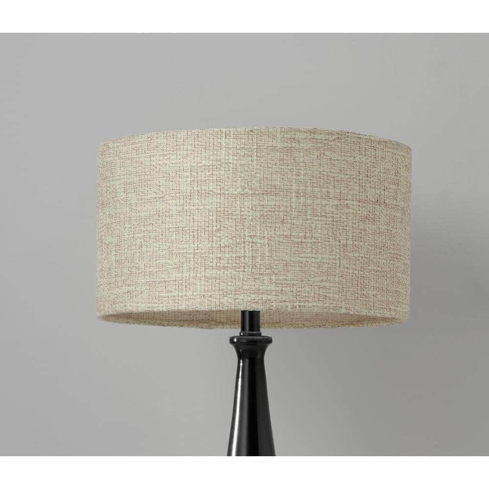 Black Tapered Metal Table Lamp with Cream Shade