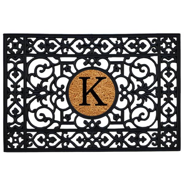 24 in. x 36 in. Rubber Monogrammed K Door Mat