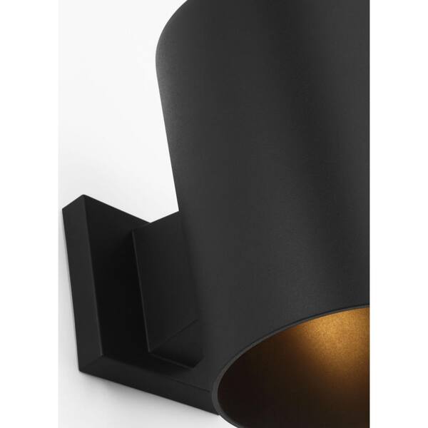 Generation Lighting - Outdoor Cylinders Medium 1-Light Textured Black StoneStrong Dark Sky Outdoor Wall Lantern