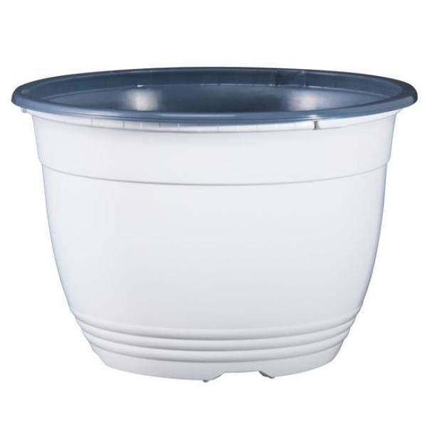 Minimalist Modern 6" White & Gray Round Plastic Planter - Pack of 10