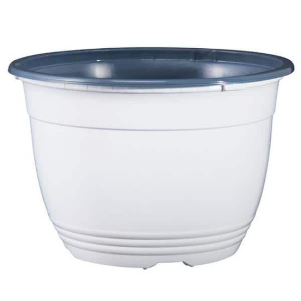 6-Inch White and Gray Plastic Round Pots - Pack of 6