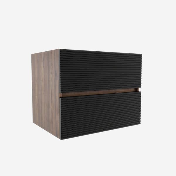 Marley Mid-Century Modern 23.7 in. Floating Bath Vanity Cabinet without Top in Matt Black with Double Drawers