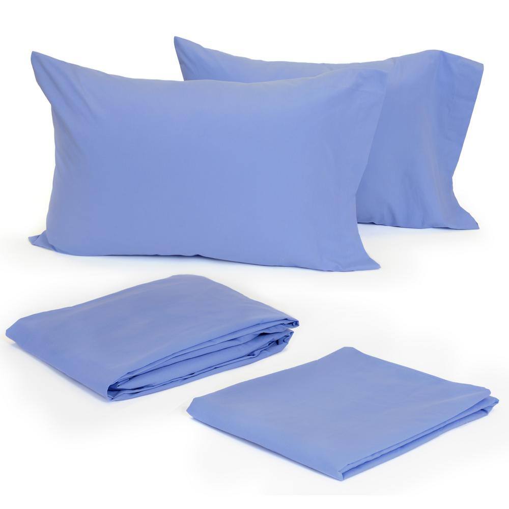 King Ceil Blue Cotton Blend Percale Sheet Set