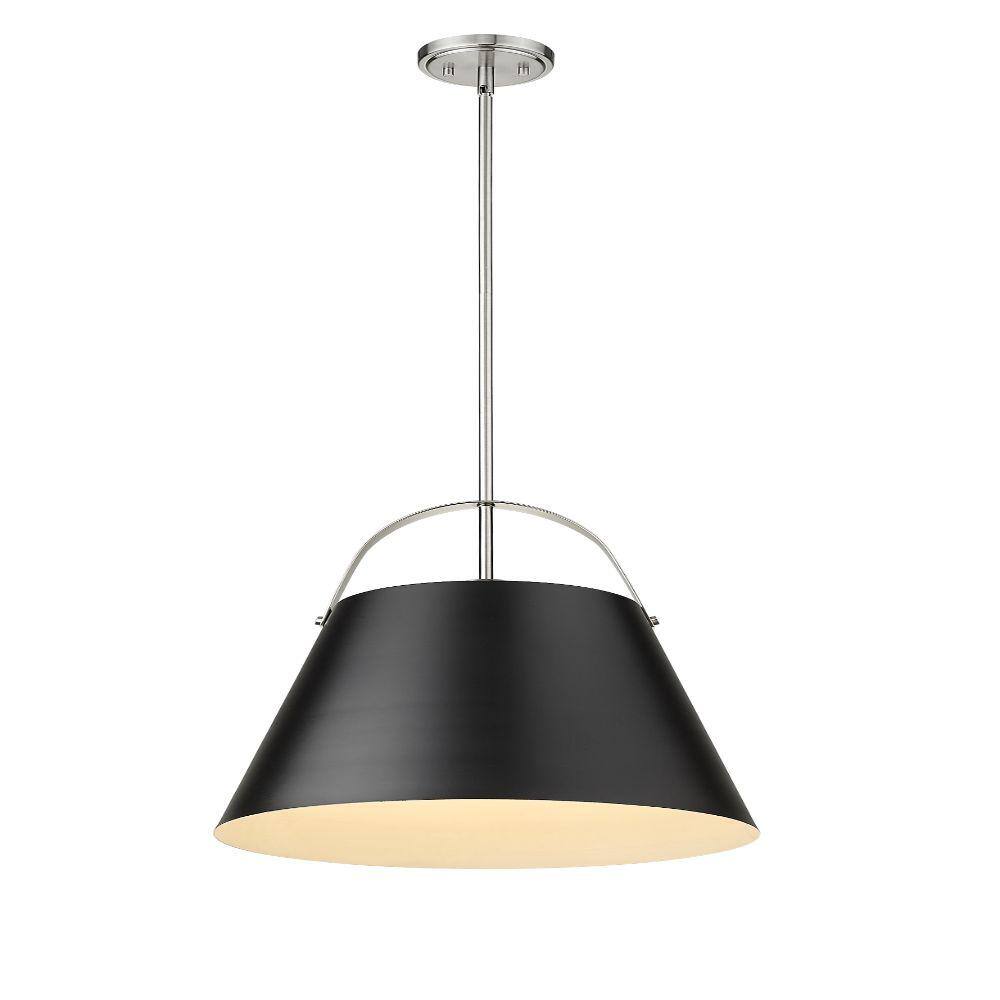 Transitional 18" Matte Black & Brushed Nickel Steel Drum Pendant