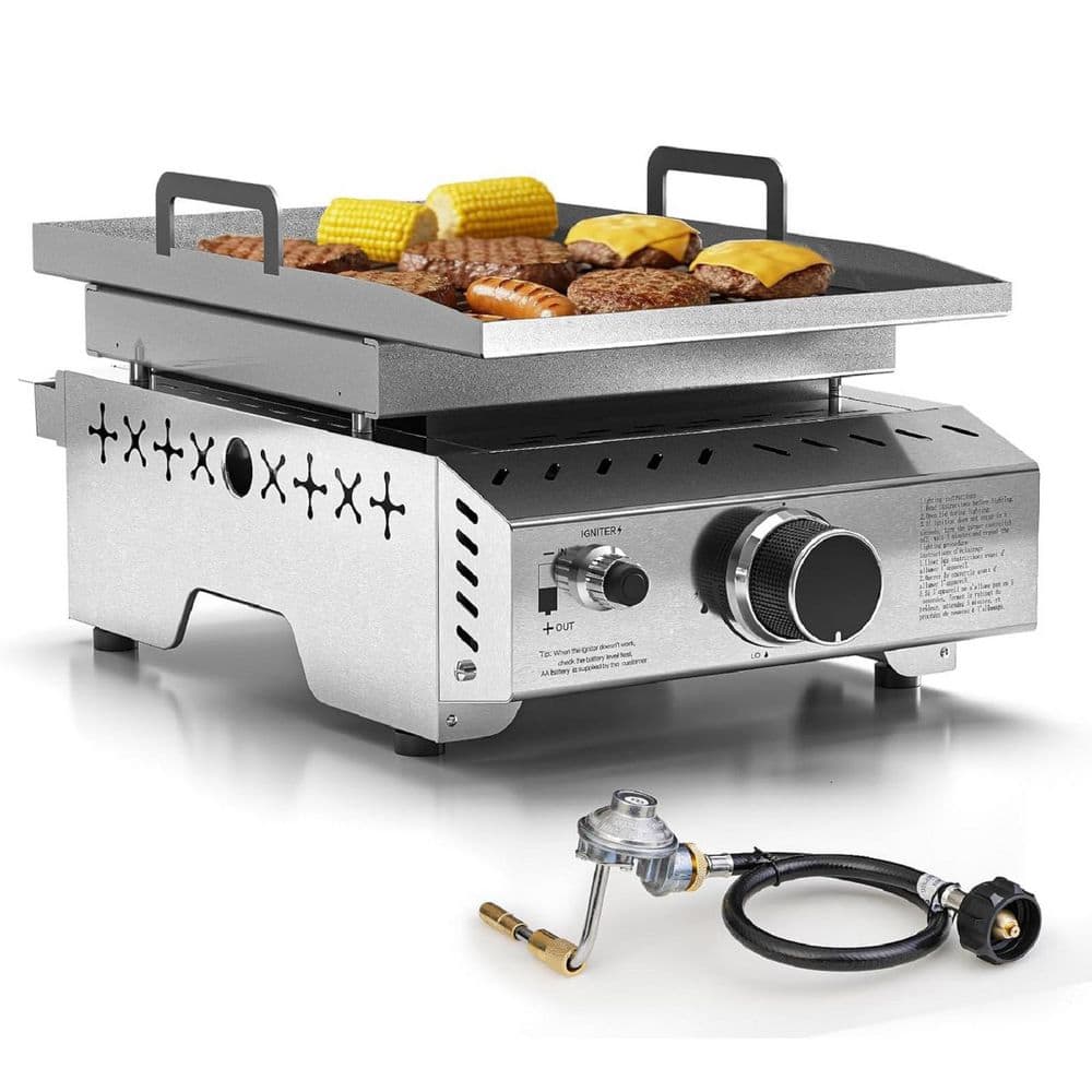 R.W.FLAME 1-Burner Portable Propane Tabletop Grill in Stainless