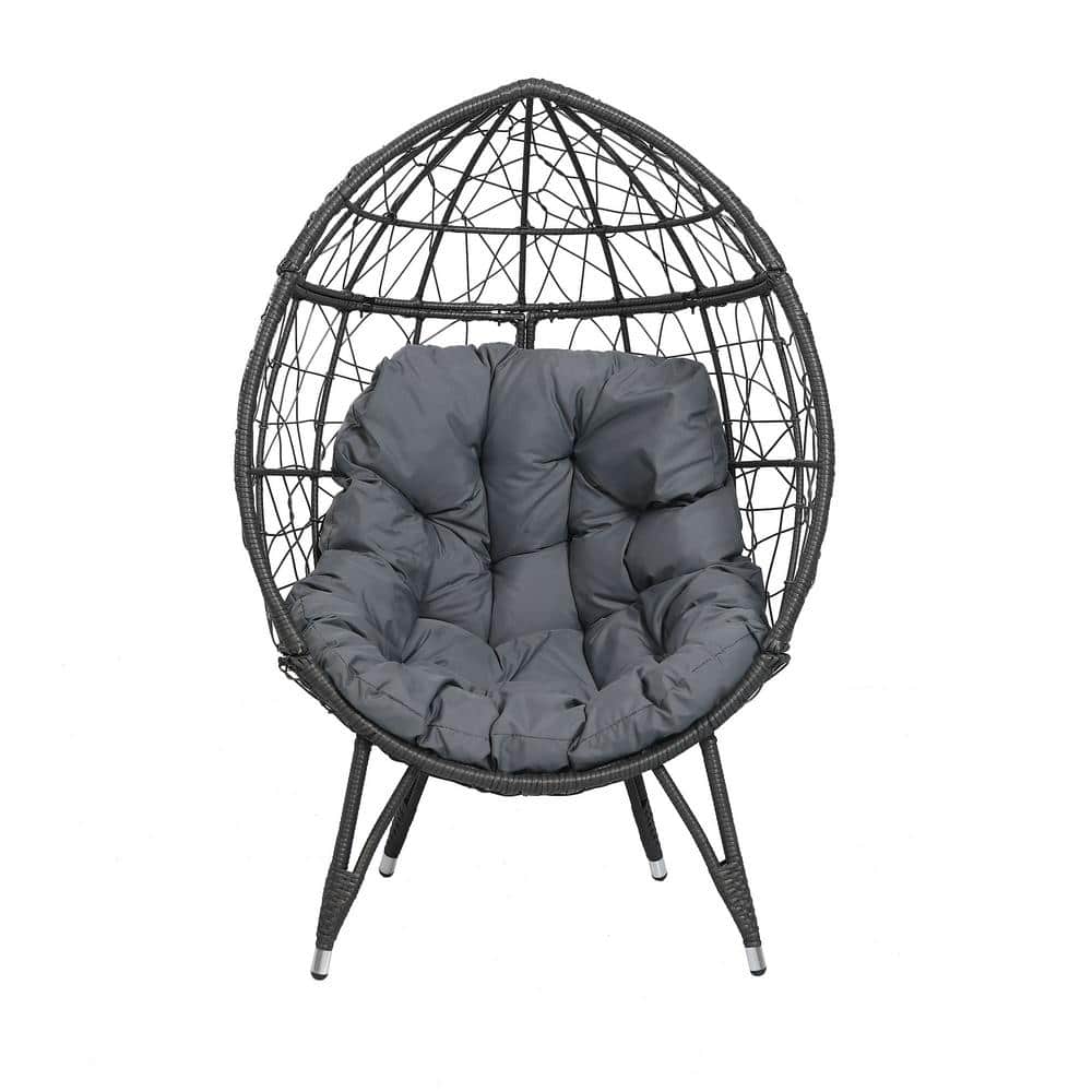 タン Siavonce Dark Gray Wicker Outdoor Patio Egg Chair Indoor Basket