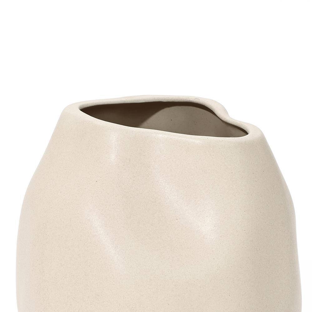 Ivory Ceramic Modern Round Bouquet Vase