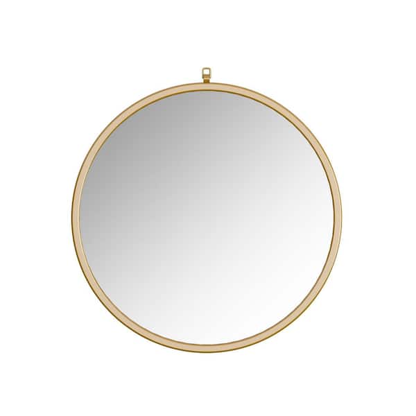 A&E Haylo 32 in. W x 32 in. H Medium Round Metal Framed Wall Bathroom Vanity Mirror in Gold