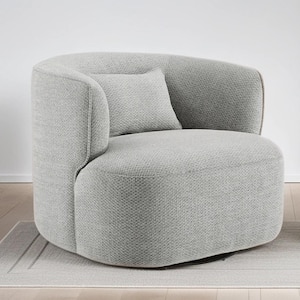 Ivina Gray Fabric Swivel Chair with Metal Base