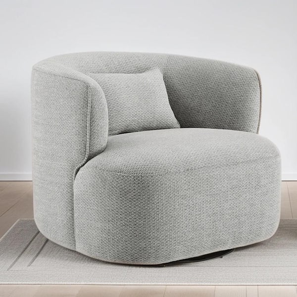 Art Leon Ivina Gray Fabric Swivel Chair with Metal Base